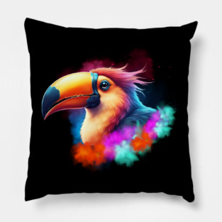 Crested Toucan Bird Colorful Hair Pillow