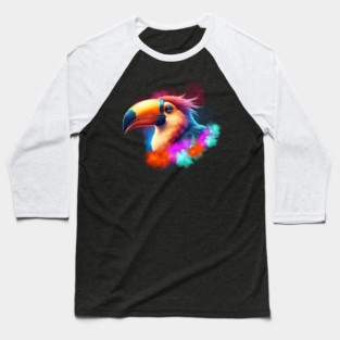Crested Toucan Bird Colorful Hair Baseball T-Shirt