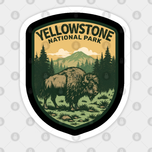 Bison Yellowstone Natioal Park - Vintage Retro Adventure Sticker by daily vintage