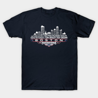 New England Dream Team Football Super Bowl XXXVI Champions 2002 Boston City Skyline T-Shirt