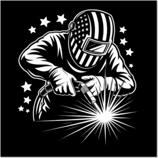 Welder American Flag USA Patriotic Welding Welder Women Men Posters and Art