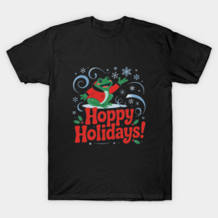 Hoppy Holidays Frog Christmas Amphibian Design T-Shirt