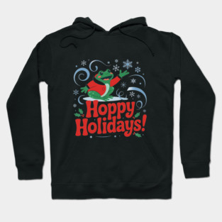 Hoppy Holidays Frog Christmas Amphibian Design Hoodie