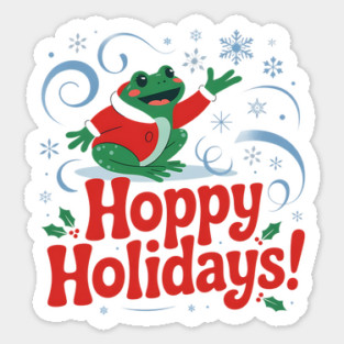 Hoppy Holidays Frog Christmas Amphibian Design Sticker