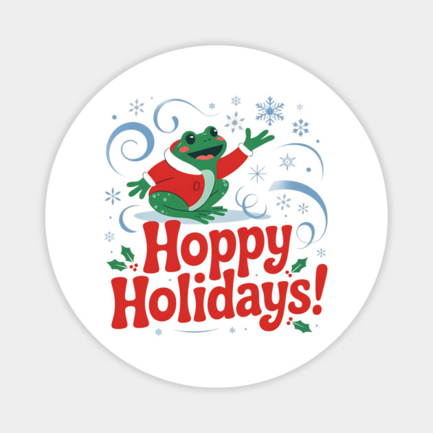 Hoppy Holidays Frog Christmas Amphibian Design Magnet by BirdsnStuff