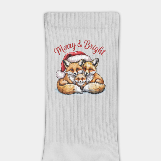 Fox Family Merry and Bright Christmas Holiday Design by BirdsnStuff