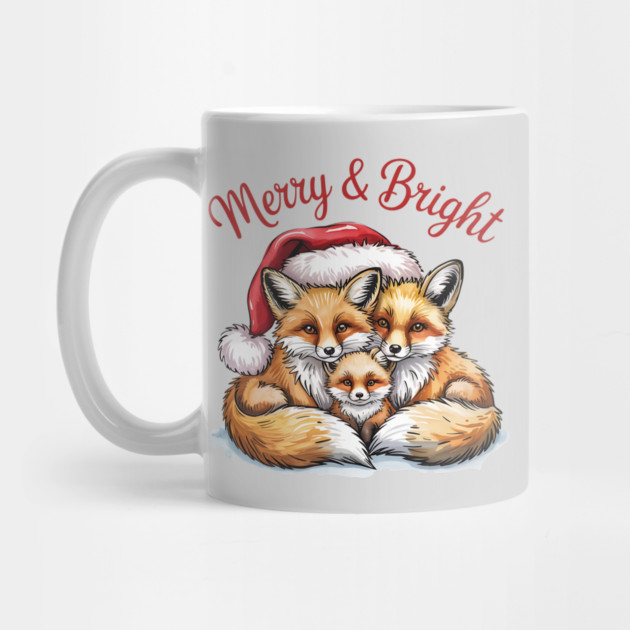 Fox Family Merry and Bright Christmas Holiday Design by BirdsnStuff