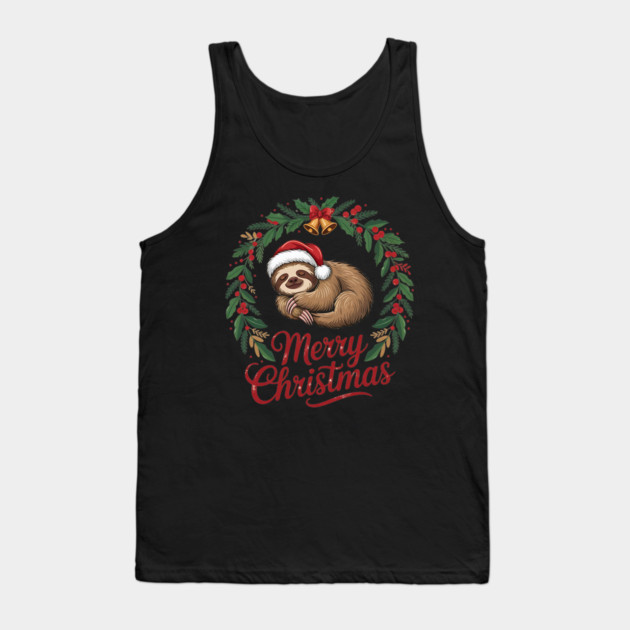 Merry Christmas Sleeping Sltoh with Christmas Bells Tank Top by BirdsnStuff