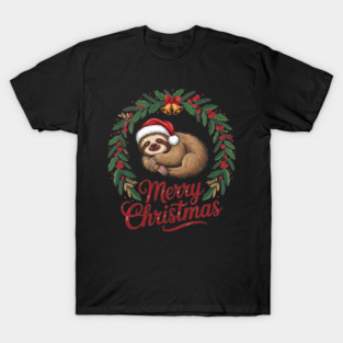 Merry Christmas Sleeping Sltoh with Christmas Bells T-Shirt