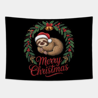 Merry Christmas Sleeping Sltoh with Christmas Bells Tapestry