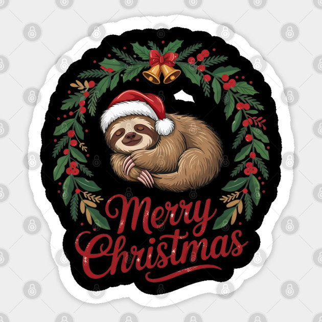 Merry Christmas Sleeping Sltoh with Christmas Bells Sticker by BirdsnStuff
