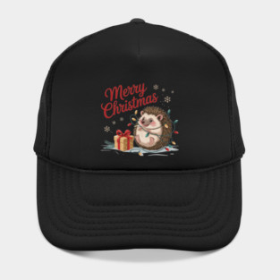 Merry Christmas Hedgehog Wildlife Art Design Hat