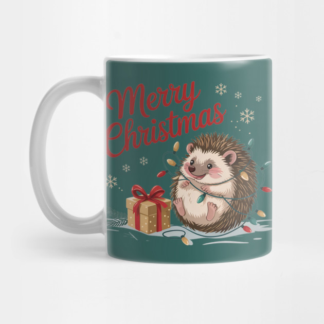 Merry Christmas Hedgehog Wildlife Art Design by BirdsnStuff