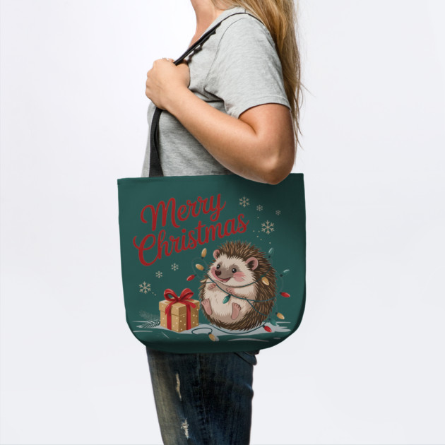 Merry Christmas Hedgehog Wildlife Art Design by BirdsnStuff