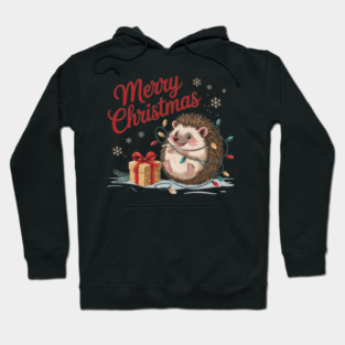 Merry Christmas Hedgehog Wildlife Art Design Hoodie