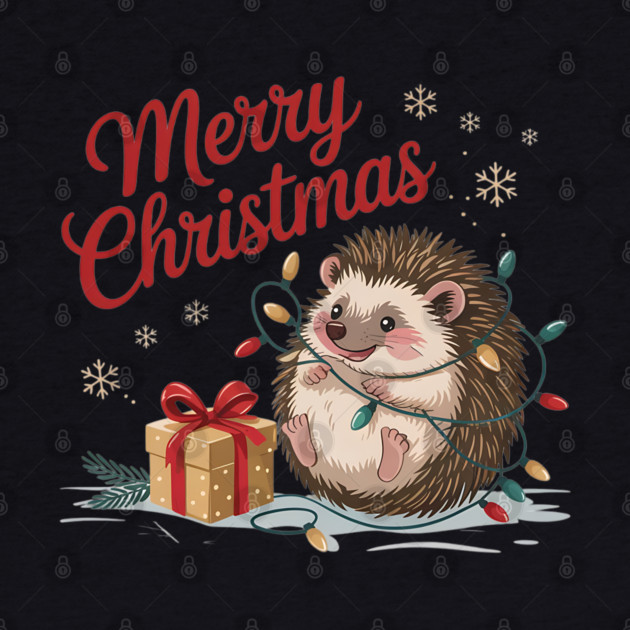 Merry Christmas Hedgehog Wildlife Art Design by BirdsnStuff