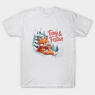 Foxy and Festive Christmas Fox Holiday Design T-Shirt