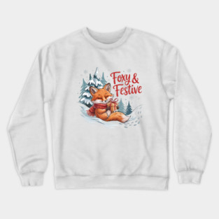 Foxy and Festive Christmas Fox Holiday Design Crewneck Sweatshirt