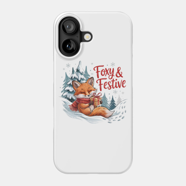 Foxy and Festive Christmas Fox Holiday Design Phone Case by BirdsnStuff