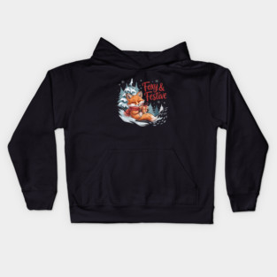 Foxy and Festive Christmas Fox Holiday Design Kids Hoodie
