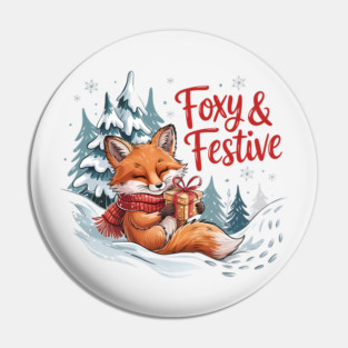 Foxy and Festive Christmas Fox Holiday Design Pin