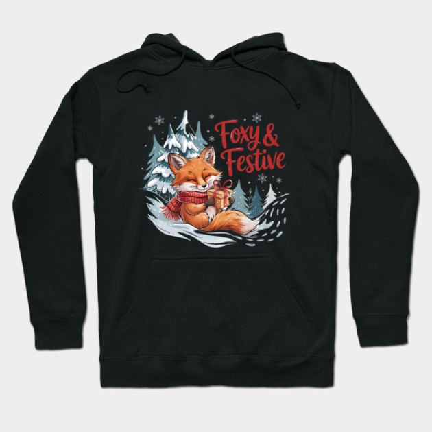 Foxy and Festive Christmas Fox Holiday Design Hoodie by BirdsnStuff
