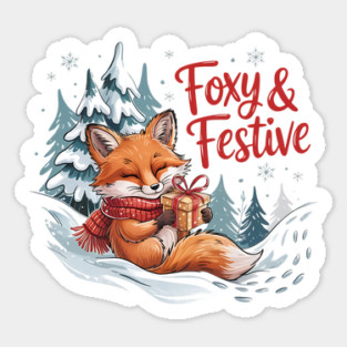 Foxy and Festive Christmas Fox Holiday Design Sticker