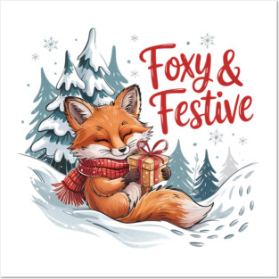 Foxy and Festive Christmas Fox Holiday Design Posters and Art