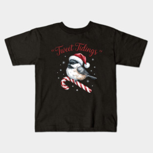 Tweet Tidings Carolina Chickadee Bird Christmas Design Kids T-Shirt