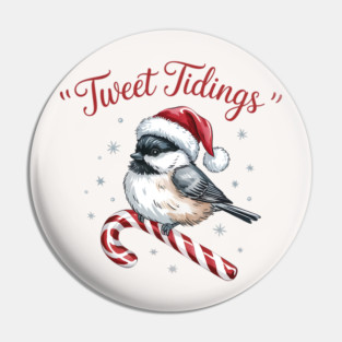 Tweet Tidings Carolina Chickadee Bird Christmas Design Pin
