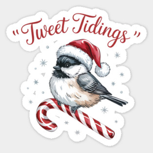 Tweet Tidings Carolina Chickadee Bird Christmas Design Sticker