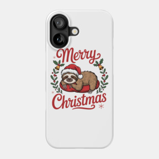 Merry Christmas Sleeping Sloth Holiday Design Phone Case