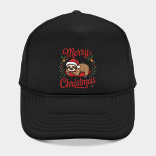 Merry Christmas Sleeping Sloth Holiday Design Hat