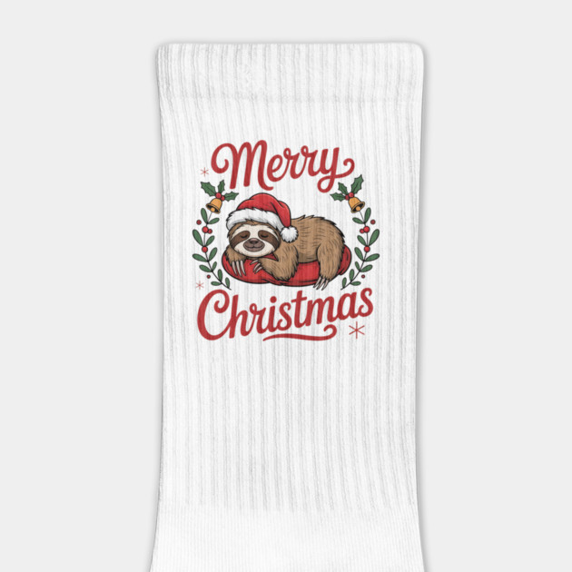 Merry Christmas Sleeping Sloth Holiday Design by BirdsnStuff