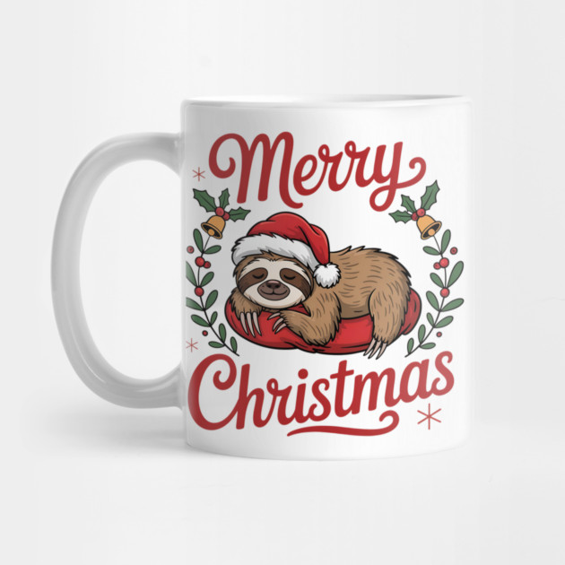 Merry Christmas Sleeping Sloth Holiday Design by BirdsnStuff