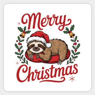 Merry Christmas Sleeping Sloth Holiday Design Sticker