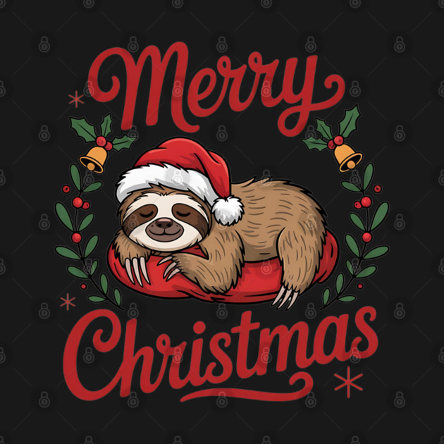 Merry Christmas Sleeping Sloth Holiday Design by BirdsnStuff