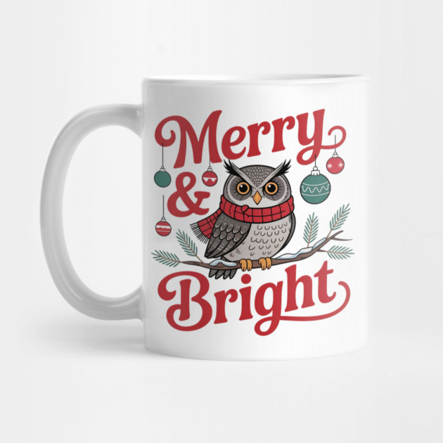 Merry and Bright Owl Christmas Wildlife Design by BirdsnStuff