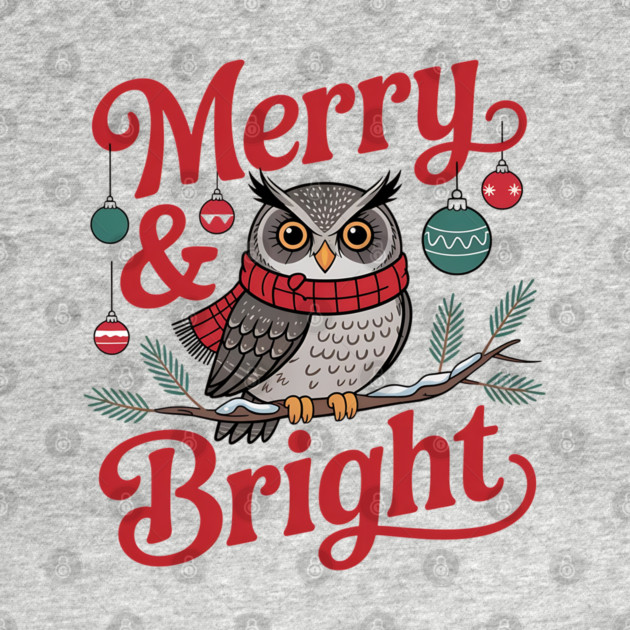 Merry and Bright Owl Christmas Wildlife Design by BirdsnStuff