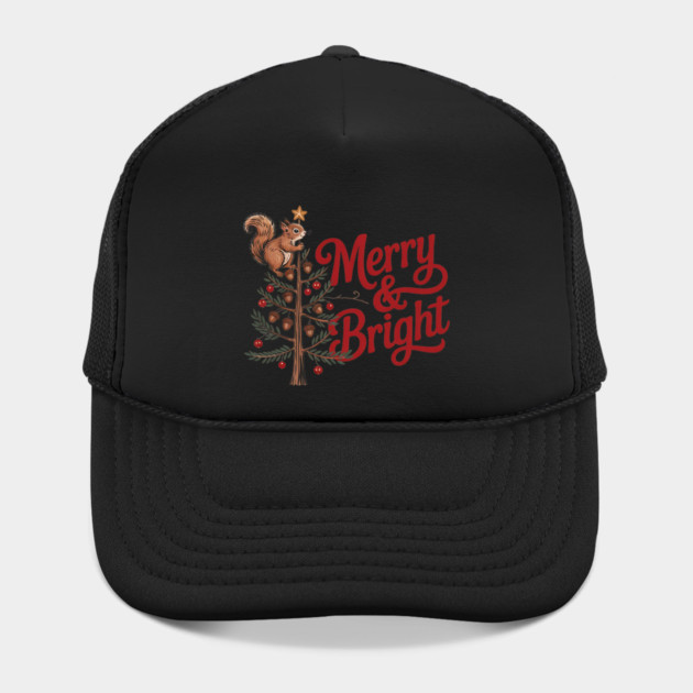 Merry and Bright Squirrel Tree Merry Christmas Design by BirdsnStuff