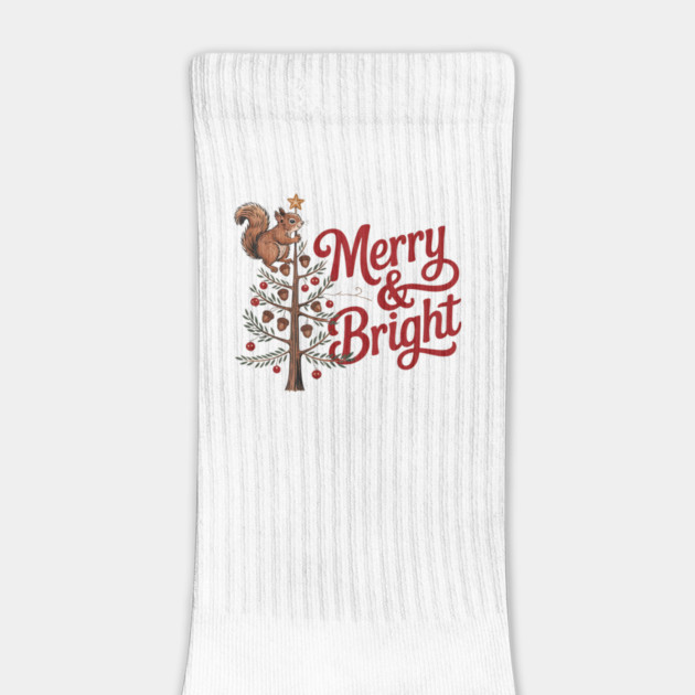 Merry and Bright Squirrel Tree Merry Christmas Design by BirdsnStuff
