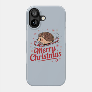 Merry Christmas Skiing Hedgehog Holiday Design Phone Case