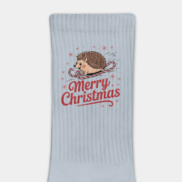 Merry Christmas Skiing Hedgehog Holiday Design by BirdsnStuff