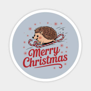 Merry Christmas Skiing Hedgehog Holiday Design Magnet