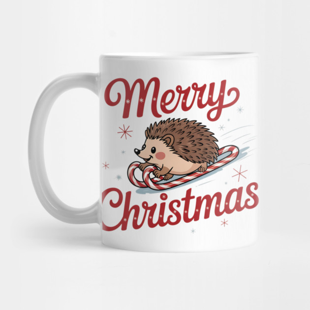 Skiing Hedgehog Merry Christmas Holiday Design by BirdsnStuff