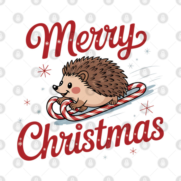 Skiing Hedgehog Merry Christmas Holiday Design by BirdsnStuff