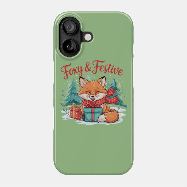 Foxy and Festive Christmas Fox Snow Wildlife Design Phone Case by BirdsnStuff