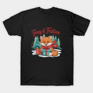Foxy and Festive Christmas Fox Snow Wildlife Design T-Shirt