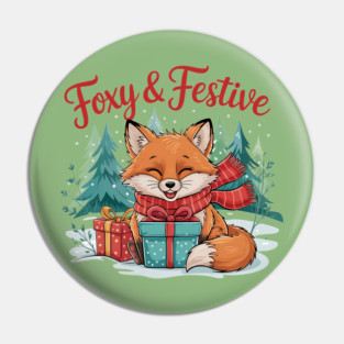 Foxy and Festive Christmas Fox Snow Wildlife Design Pin