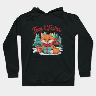 Foxy and Festive Christmas Fox Snow Wildlife Design Hoodie